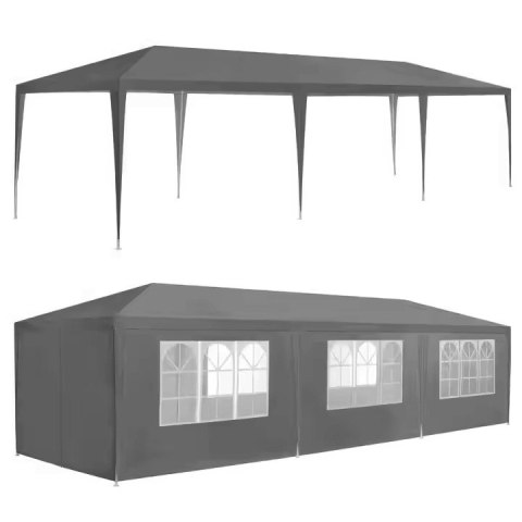 NAMIOT PAWILON OGRODOWY HANDLOWY 3X9 M 8 ŚCIANEK SZARY MULTIGARDEN
