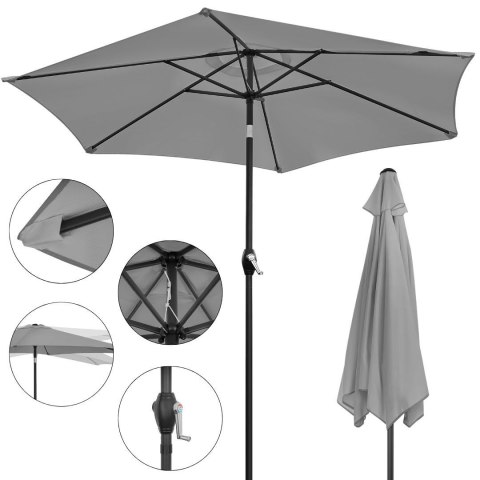 SKŁADANY PARASOL OGRODOWY BALKONOWY REGULOWANY 210 CM SZARY