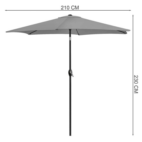 SKŁADANY PARASOL OGRODOWY BALKONOWY REGULOWANY 210 CM SZARY