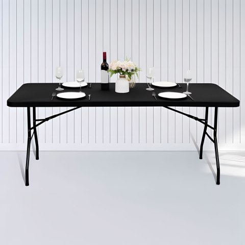 STÓŁ CATERINGOWY 180 CM SKŁADANY W WALIZKĘ CZARNY MODERNHOME