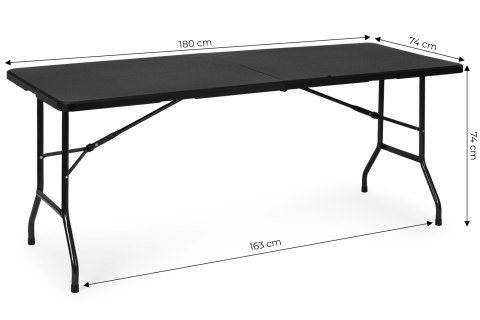 STÓŁ CATERINGOWY 180 CM SKŁADANY W WALIZKĘ CZARNY MODERNHOME