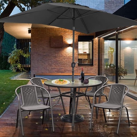 STOLIK OGRODOWY OKRĄGŁY 100 CM (105 CM) NA TARAS OGRÓD BALKON SZKŁO HARTOWANE OTWÓR NA PARASOL MULTIGARDEN