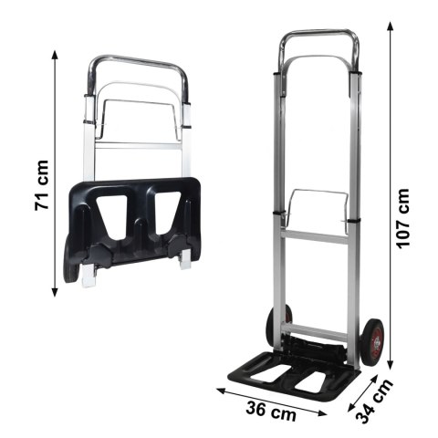 WÓZEK MAGAZYNOWY TRANSPORTOWY ALUMINIOWY SKŁADANY RĘCZNY MŁYNARKA 90 KG