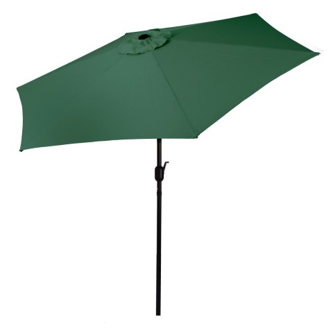 DUŻY PARASOL OGRODOWY SKOŚNY ŁAMANY Z KORBĄ 6 ŻEBER ZIELONY 270 CM MULTIGARDEN