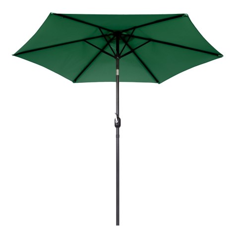 DUŻY PARASOL OGRODOWY SKOŚNY ŁAMANY Z KORBĄ 6 ŻEBER ZIELONY 270 CM MULTIGARDEN