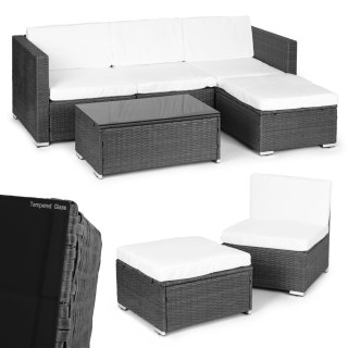 KOMPLET MEBLI OGRODOWYCH Z TECHNORATTANU NAROŻNIK MODUŁOWY STOLIK SZARY MULTIGARDEN