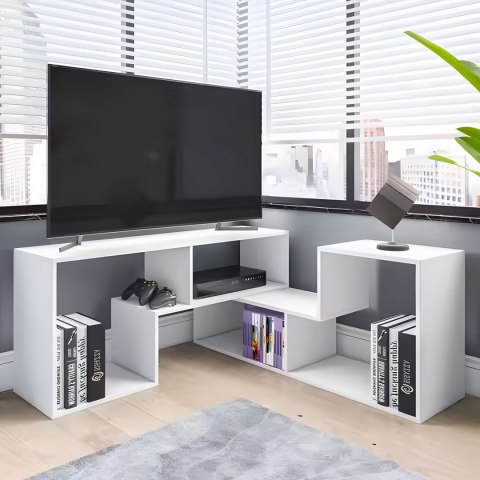 NOWOCZESNY REGAŁ MODUŁOWY GEOMETRYCZNY SZAFKA NA KSIĄŻKI 4 PÓŁKI MODERNHOME