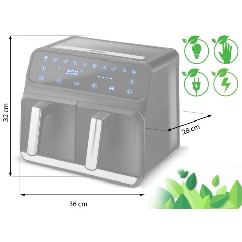 FRYTKOWNICA BEZTŁUSZCZOWA AIR FRYER BD-653 CZARNO-SREBRNA