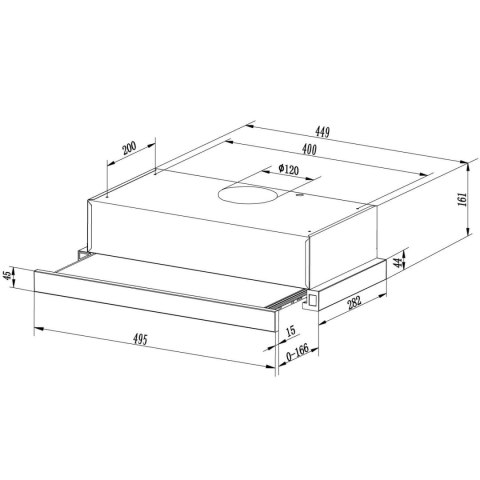 OKAP KUCHENNY TELESKOPOWY 50CM INOX BT-233