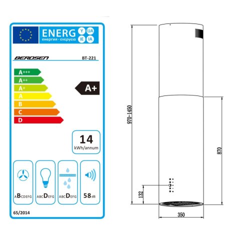 OKAP KUCHENNY WYSPOWY 35CM BERDSEN CZARNY BT-221